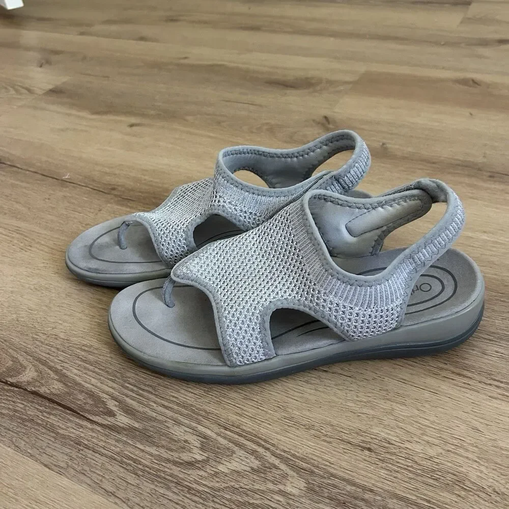 Orthofeet Fisherman Sandals Womens Size 9 Stretch Comfort Walking Mesh Gray